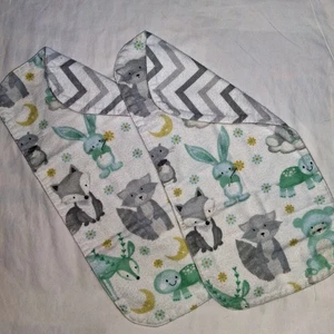 Waldtiere Spucktücher Set Hase Fuchs Waschbär Babyparty Geschenk - Bild 1 von 2