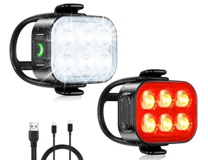 Juego Luces Para Bicicleta Recargables Por USB Faro Y Luz Trasera Para Bicicleta - Imagen 1 de 8