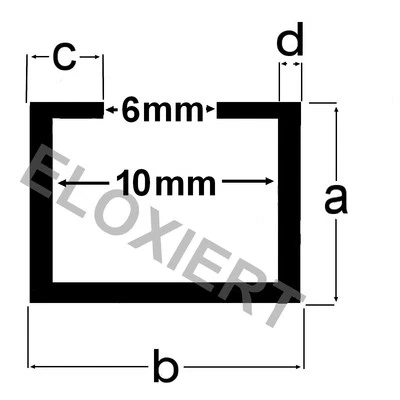 (5,20€/m)Alu C-Profil 9x14x4x2mm passend M6 Schraube / Mutter ELOXIERT 2m - Bild 1 von 2