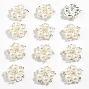 50Pcs 20mm 0.78" Flower Shank Rhinestone Buttons For Wedding Decoration Apparel - Picture 1 of 4