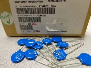 (10) S14K250 B72214S251K101 250V rms 650V 4500A Metalloxid VARISTOR 14 mm EPCOS - Bild 1 von 2