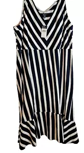 NWT Chaps Plus Navy and White Cotton Stripe Spring Summer Maxi Dress 3X - Bild 1 von 7