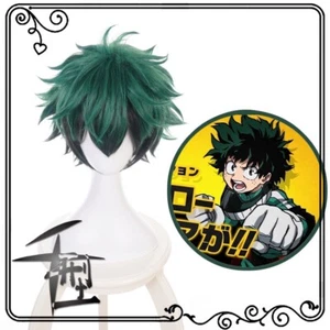 UK Seller Short Black Green Wig Cosplay for My Hero Academia Izuku Midoriya - Picture 1 of 2