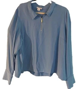 Liz Claiborne 1/4 Zip Bluse XXL Madison blau fließend - Bild 1 von 6