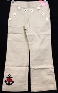2007 Gymboree Bon Voyage Khaki Beige Pants Sz 7 Sailor Buttons Zipper Adjustable - Picture 1 of 7