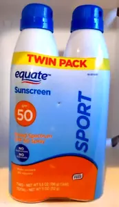 Equate Sport Crema Solare Twin Pack SPF 50 Resistente all'acqua 5,5 oz ea - Foto 1 di 2