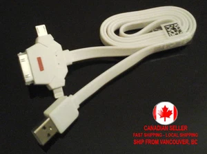 1m Long 3 in1 USB Data & Charger Cable for Android Samsung Galaxy Apple iPhone - Photo 1 sur 2
