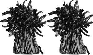 x12 Pack - Metallic BLACK tassel foil Balloon Weight Balloon Bouquet Wedding - Picture 1 of 5