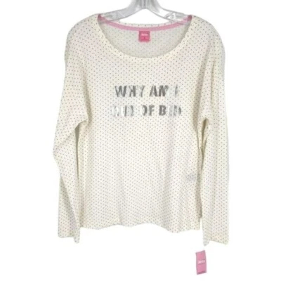 Рубашка Jenni Intimate Sleep PJ Top XS Кремовый Металлик Серебро В горошек Графическая Новая - Изображение 1 из 4