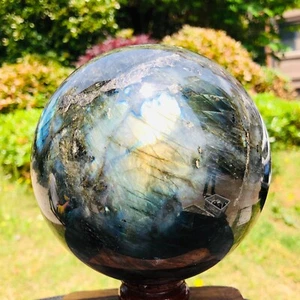 7.43LB Natural labradorite ball rainbow quartz crystal sphere gem reiki healing - Picture 1 of 18