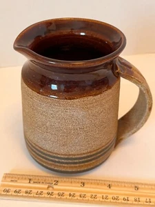 Earthworks Pottery Stoneware Pitcher mug Brown Glazed Handmade Barbados EUC - Picture 1 of 20
