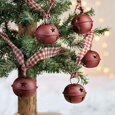 New Primitive Country Rustic Burgundy Homespun Bell Garland Swag 4 ft