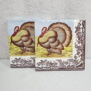 40 Spode Woodland Turkey Lunch 13x13" Napkins 3 Ply Paper 20 Ct Thanksgiving - Picture 1 of 4