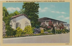 General Sherman und Halleck Hauptquartier Monterey Kalifornien Postkarte Leinen  - Bild 1 von 2