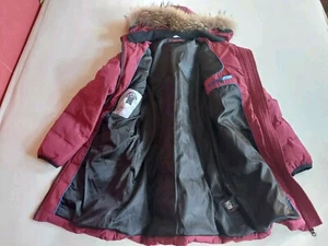 Daunen Mantel Jacke Frieda & Freddies 38 Weinrot Echtfell Kapuze dick und warm - Bild 1 von 18
