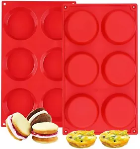 Silicone Muffin Top Pans 2 Pack Nonstick 3" Whoopie Pie Baking Pan 3 Inch Round - Picture 1 of 7