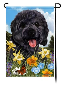 Gartenfahne Sommerblumen - schwarz Cavapoo - Bild 1 von 1