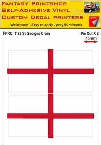 Flags Twin Packs Vinyl Sticker Decals St Georges Cross 75mm - 200mm FPRC 1123 - Picture 1 of 7