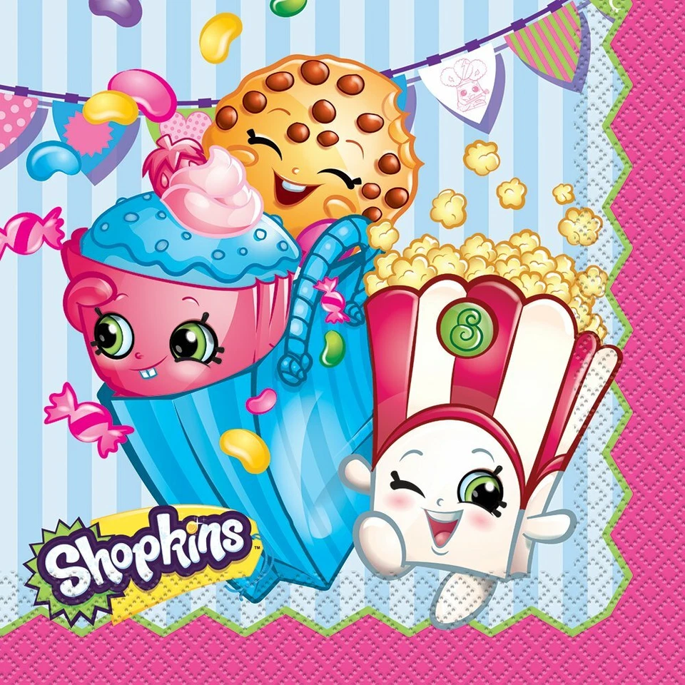 SHOPKINS ALMUERZO SERVILLETAS almuerzo cena suministros fiesta cumpleaños vajilla 16 ct Foto 1 de 1