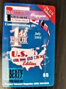 AmeriVox Telefonkarte. Premier Telecard Magazin 1st U.S. Edition Commem. 7/1993 - Bild 1 von 2