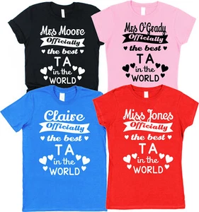 Personalised Officially The Best TA T-Shirt Gift for Teaching Assistant Present - Picture 1 of 11