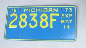 MICHIGAN 1973 licence/number plate US/United States/American/USA 2838F - Picture 1 of 5