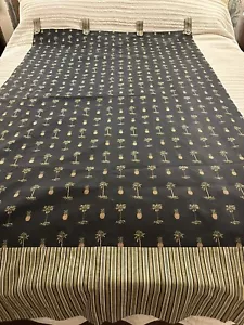 Waverly Vintage Set Of 3 Pineapple Palm Tree Curtain Panels Tab Top Lined 49x82” - Picture 1 of 11