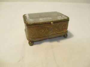 Napoléon III Boite Coffre à bijoux verre biseauté gravé laiton doré Style L XV - Bild 1 von 15