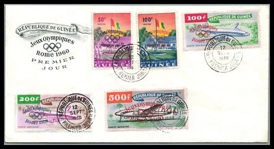 ABRO  Stamps Rome 1960 Olympics FDC Gorgeous Cover Guinee - Image 1 of 2