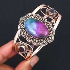 Rainbow Solar Quartz Amethyst Gemstone Adjustable Pure Copper Bangle Jewelry 39