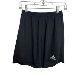 Adidas Shorts Boy's Small Black Pull On Athletic Pull On Climalite Logo Solid - Picture 1 of 9