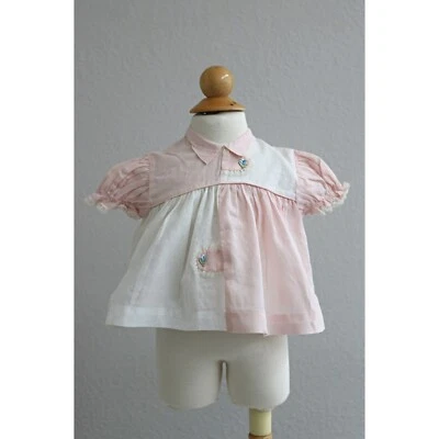 1960's Vintage Summer Flutter Pink Blouse Shirt ~ Baby Girl Size 6 to 12 months - Image 1 of 4