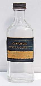 vintage rizinusöl stadt drogeriemarkt N val FRENCH LICK IND. Flasche PAPIER ETIKETT - Bild 1 von 8