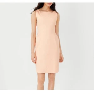 Vestido Vaina Ann Taylor Nuevo Con Etiquetas Mezcla Lino Cuello Cuadrado Talla 18T Mandarina Crema - Imagen 1 de 8
