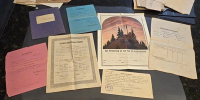 WWI Pre WWII German lot documents certificates Same Woman 1914-1928 - Image 1 of 4