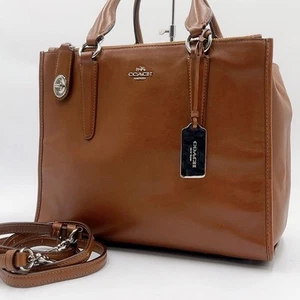 Bolso de Hombro Coach Crosby Bolso de Mano 2 Vías Marrón C612 Usado Usado - Imagen 1 de 10