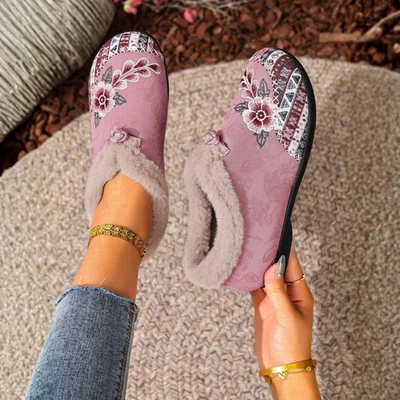 Invierno Acogedoras Zapatillas de Vellón Suaves Cálidas Zapatos Mujeres Informales Bordados Zapatos Planos Foto 1 de 4