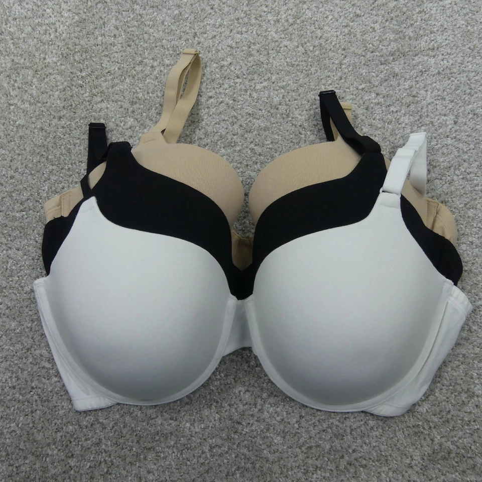 Juego de 3 sujetadores Fruit Of The Loom para mujer 42D negro blanco beige con aros FT797PK Foto 1 de 4