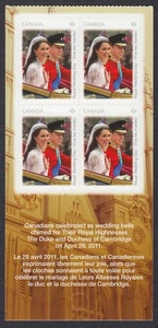ROYAL WEDDING DAY = FRONT booklet page of 4 stamps Canada 2011 #2478 MNH - Picture 1 of 2