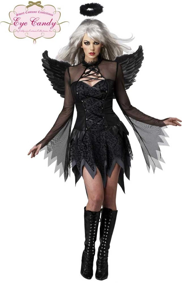 Fallen Women Angel Costume Lace Up Dress Flared Sleeves Halloween 01141 - Image 1 of 1