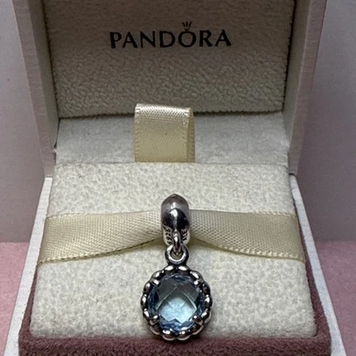 192B NWOT AUTH PANDORA SS/BLUE TOPAZ COOL BREEZE DANGLE #791021BTP RARE/RETIRED! - Image 1 of 4