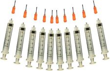 Precision Applicator 10cc Syringe w/15 Gauge Orange Tip -Glue, Henna -10 Pack