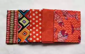 5 Fat Quarters - Orange Kaffe Fassett FQ 18 x 22 Cotton Quilting Fabric Ver 4 - Picture 1 of 3