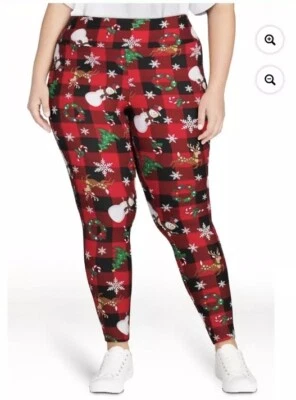 Leggings de vacaciones Terra And Sky para mujer muñeco de nieve estampado a cuadros talla 1X nuevos con etiquetas Foto 1 de 4