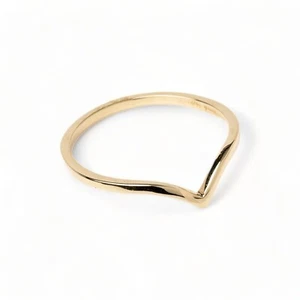 Delizioso anello Chevron in oro 14K/anello a spina di pesce/anello a V/anello a fascia curva - Foto 1 di 11