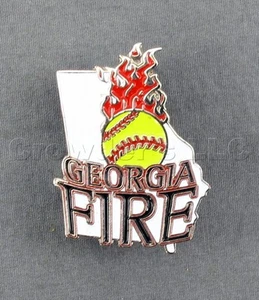 Prendedor de solapa de béisbol de lanzamiento rápido de softbol de béisbol en forma de fuego estado de Georgia GA - Imagen 1 de 2