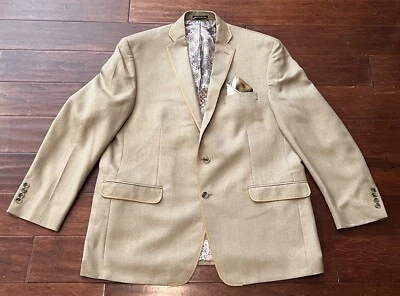 Van Heusen Studio Beige Brown 2 Button Mens 46 Sport Coat Suit Jacket Blazer - Image 1 of 4