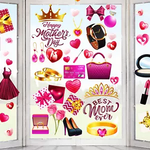 9 Sheet Mother'S Day Decorations Window Clings,Pink Happy Mother'S Day Window St - Picture 1 of 12