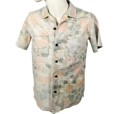 Vanishing Elephant Hawaiian Short Sleeve Button Up Collared Cotton Shirt Size S - Image 1 of 4