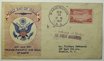 1937 FDC Trans-Pacific Airmail Service Special Delivery Airmail Cover 50c #C22 - Image 1 of 2